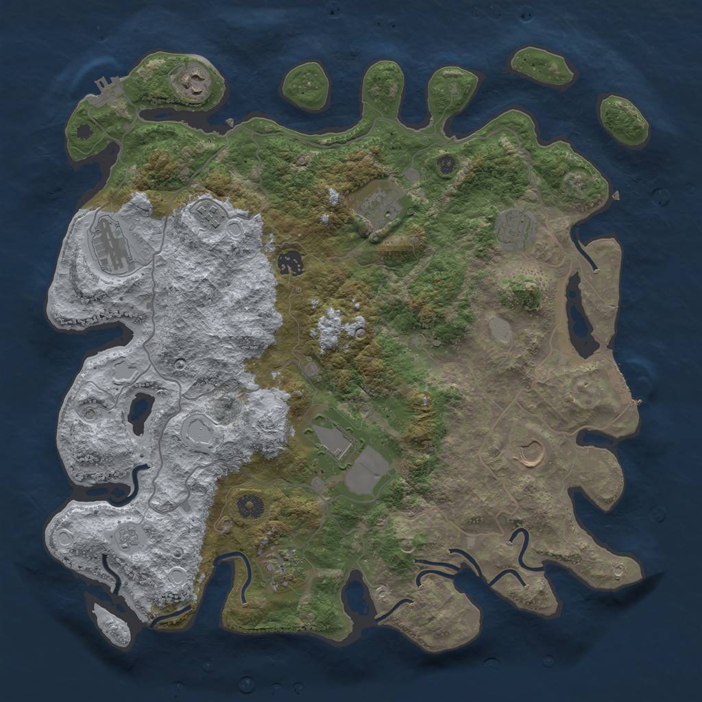 Rust Map: Procedural Map, Size: 4000, Seed: 115596615, 18 Monuments