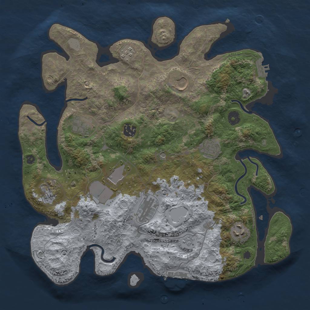 Rust Map: Procedural Map, Size: 3500, Seed: 927286917, 16 Monuments