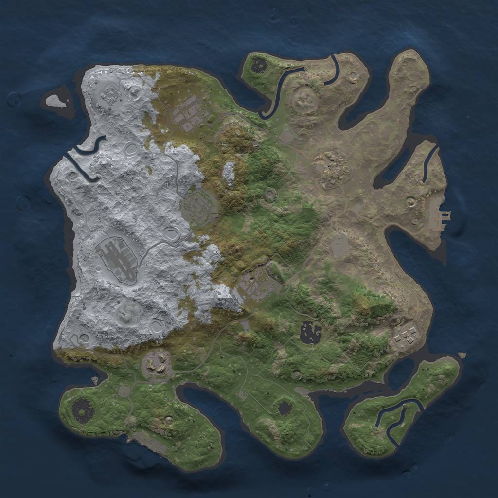 Rust Map: Procedural Map, Size: 3250, Seed: 1986168058, 17 Monuments