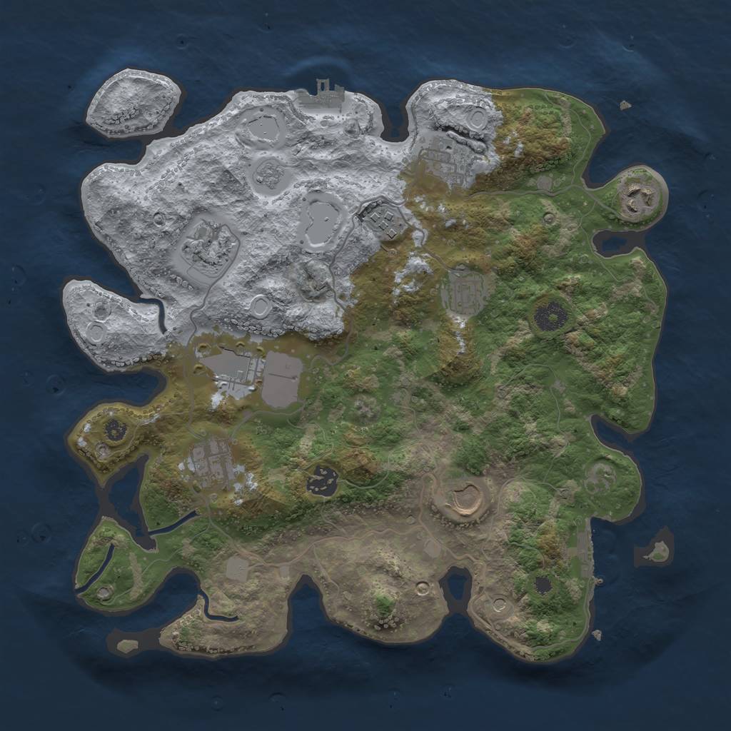 Rust Map: Procedural Map, Size: 3500, Seed: 15598643, 18 Monuments
