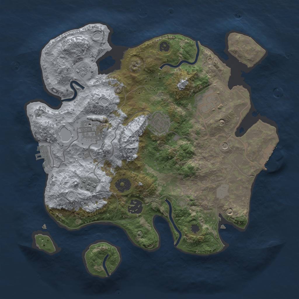 Rust Map: Procedural Map, Size: 3000, Seed: 7755252, 12 Monuments