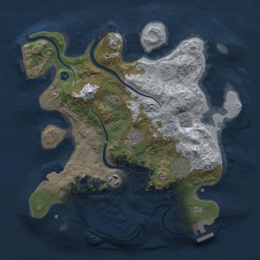 Rust Map: Procedural Map, Size: 3000, Seed: 27349, 10 Monuments