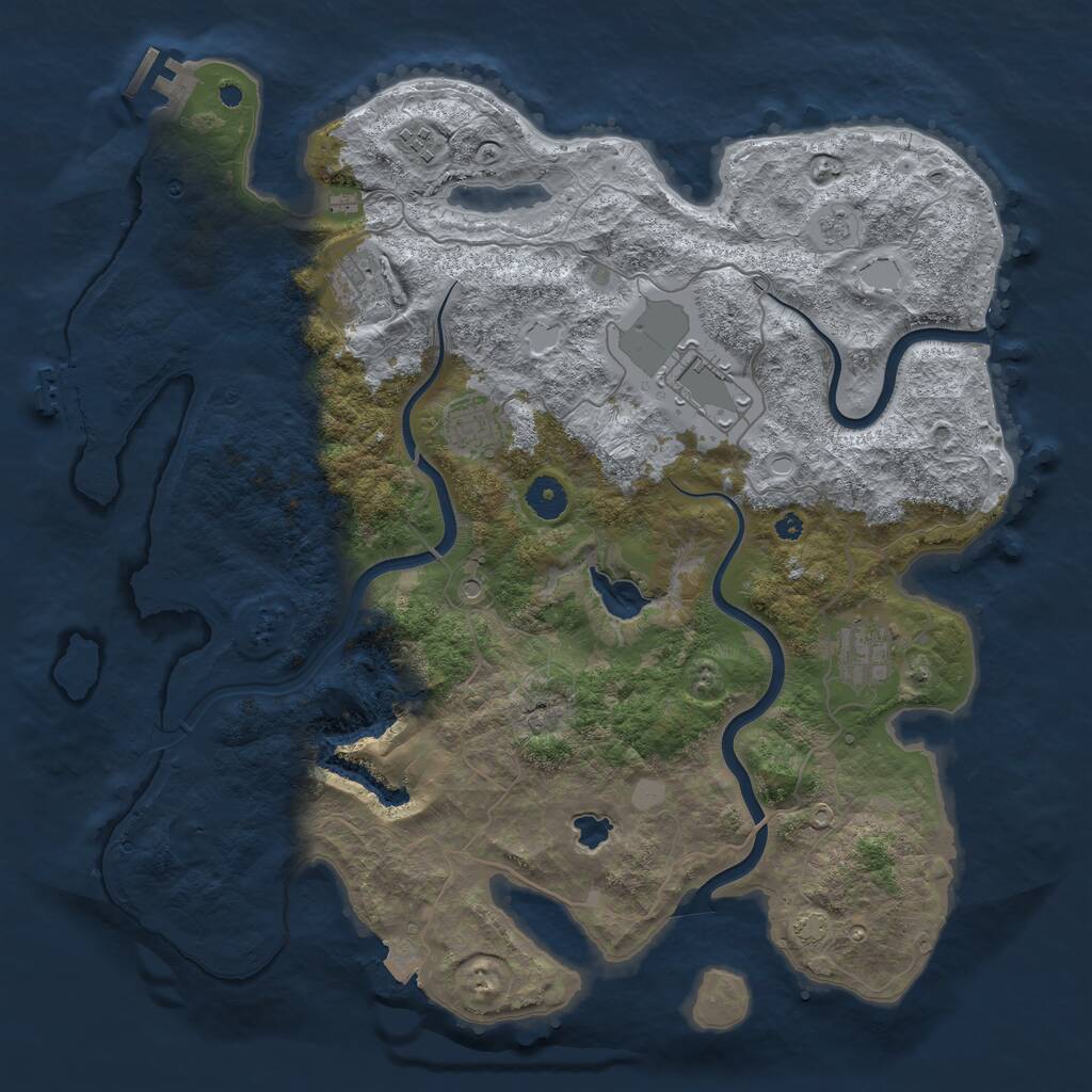 Rust Map: Procedural Map, Size: 4000, Seed: 1148414442, 11 Monuments