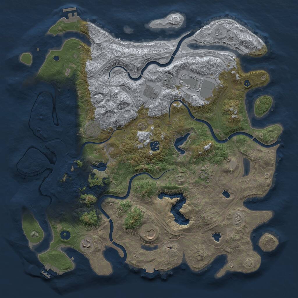Rust Map: Procedural Map, Size: 4500, Seed: 354748348, 14 Monuments