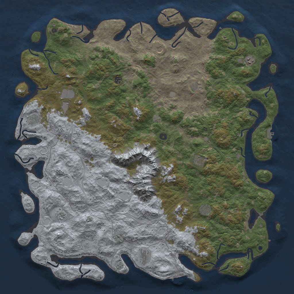 Rust Map: Procedural Map, Size: 6000, Seed: 120829591, 20 Monuments