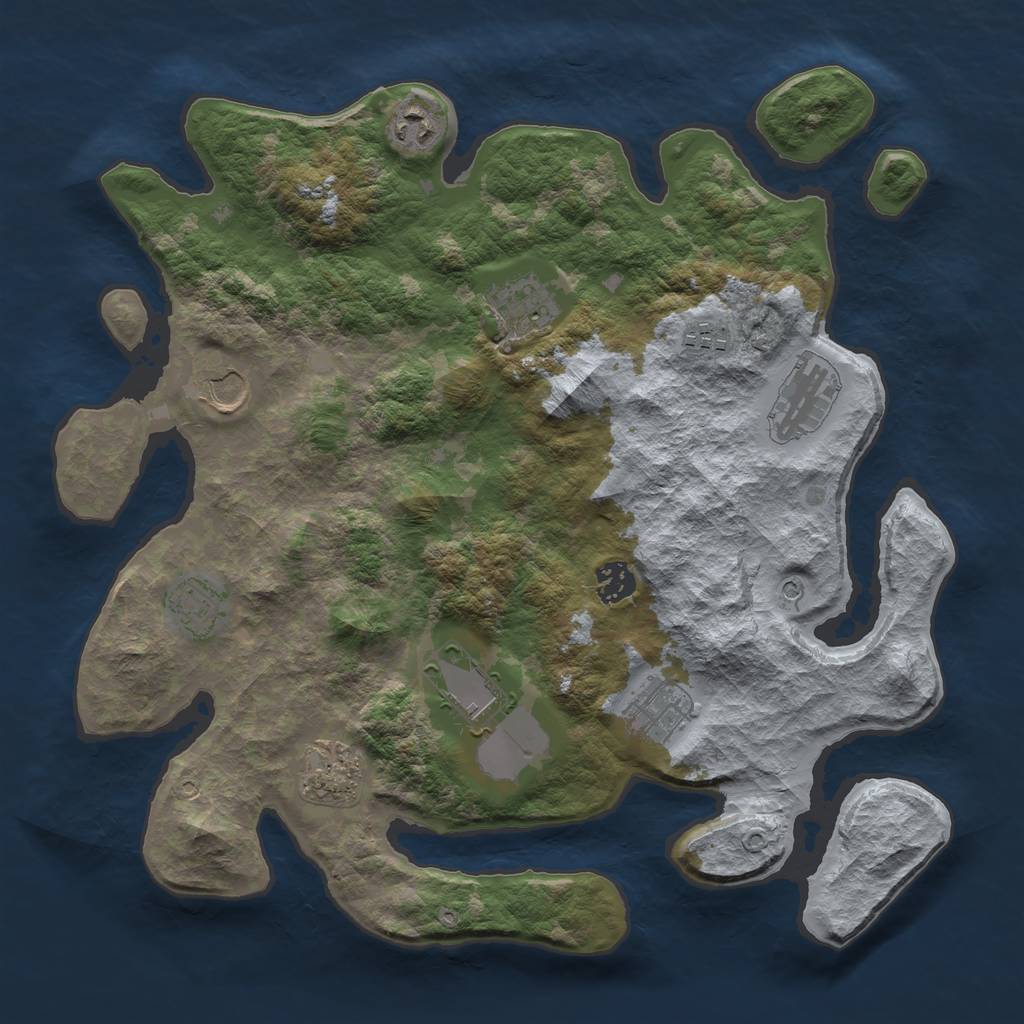 Rust Map: Barren, Size: 3700, Seed: 513265424, 13 Monuments