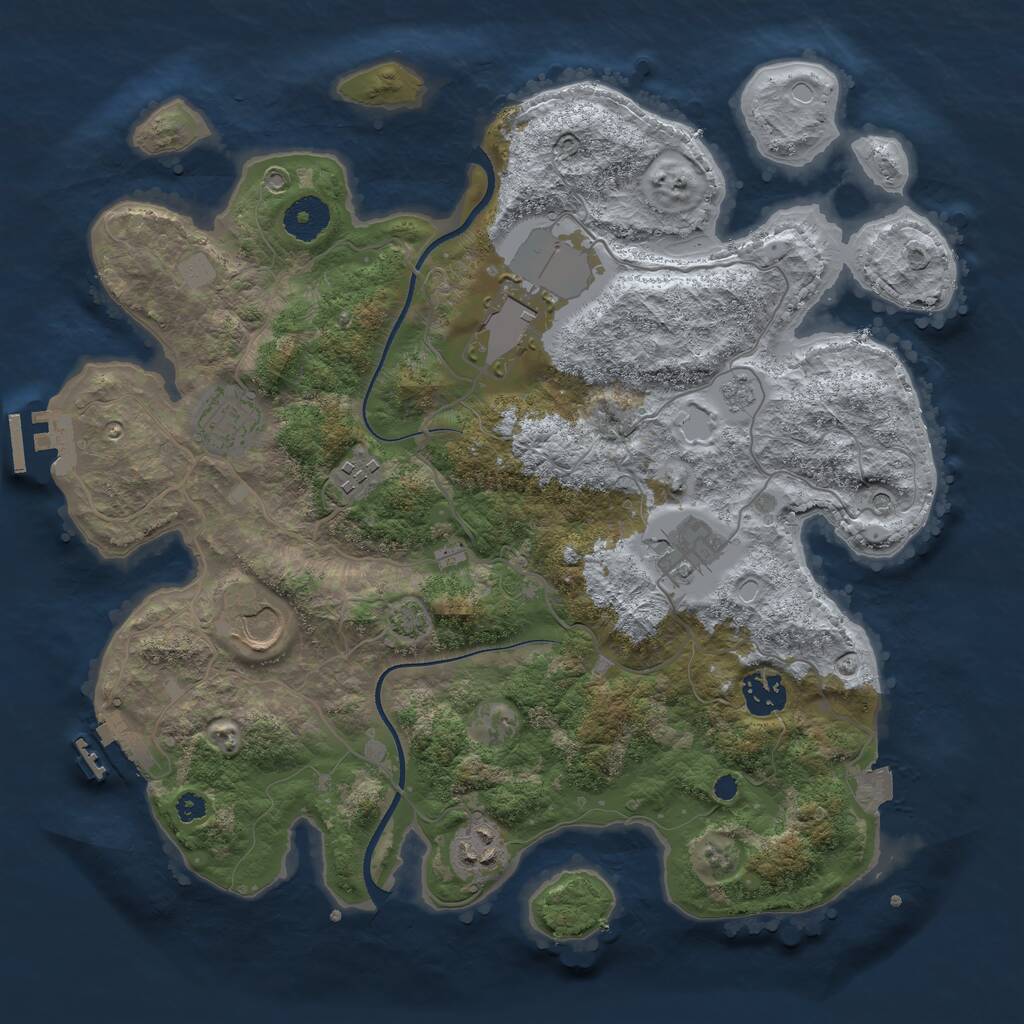 Rust Map: Procedural Map, Size: 3500, Seed: 59932124, 13 Monuments