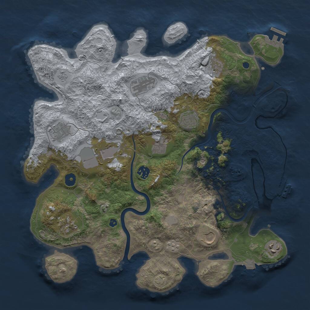 Rust Map: Procedural Map, Size: 3850, Seed: 1041161425, 17 Monuments