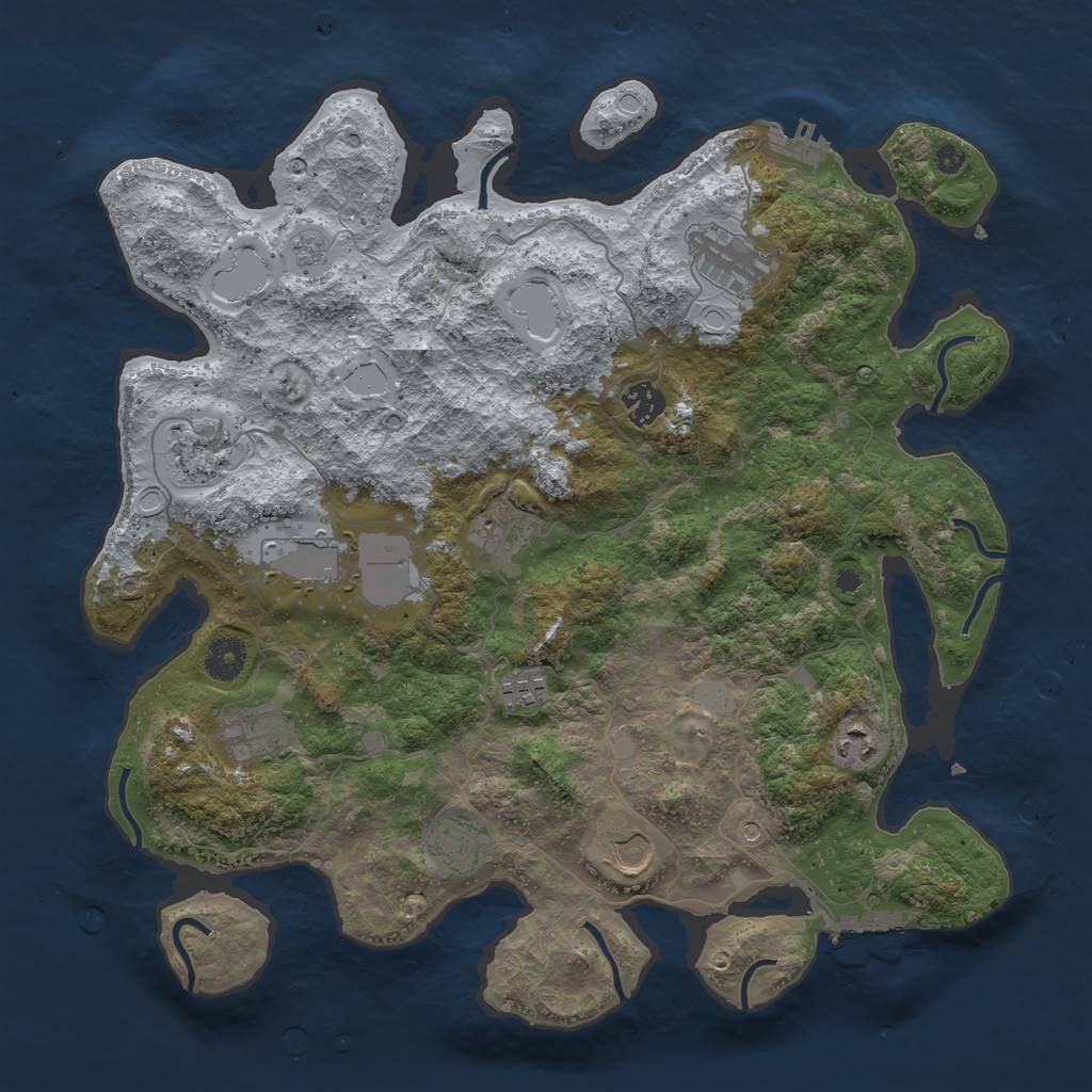 Rust Map: Procedural Map, Size: 3850, Seed: 1041161425, 19 Monuments