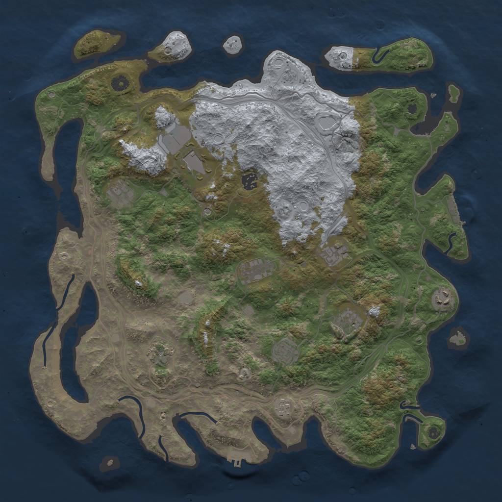 Rust Map: Procedural Map, Size: 4500, Seed: 51704, 19 Monuments