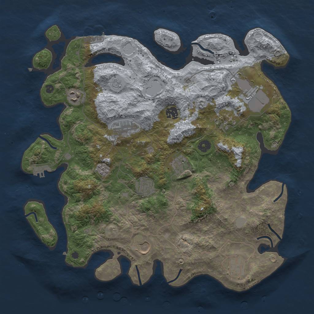 Rust Map: Procedural Map, Size: 3800, Seed: 632641, 19 Monuments
