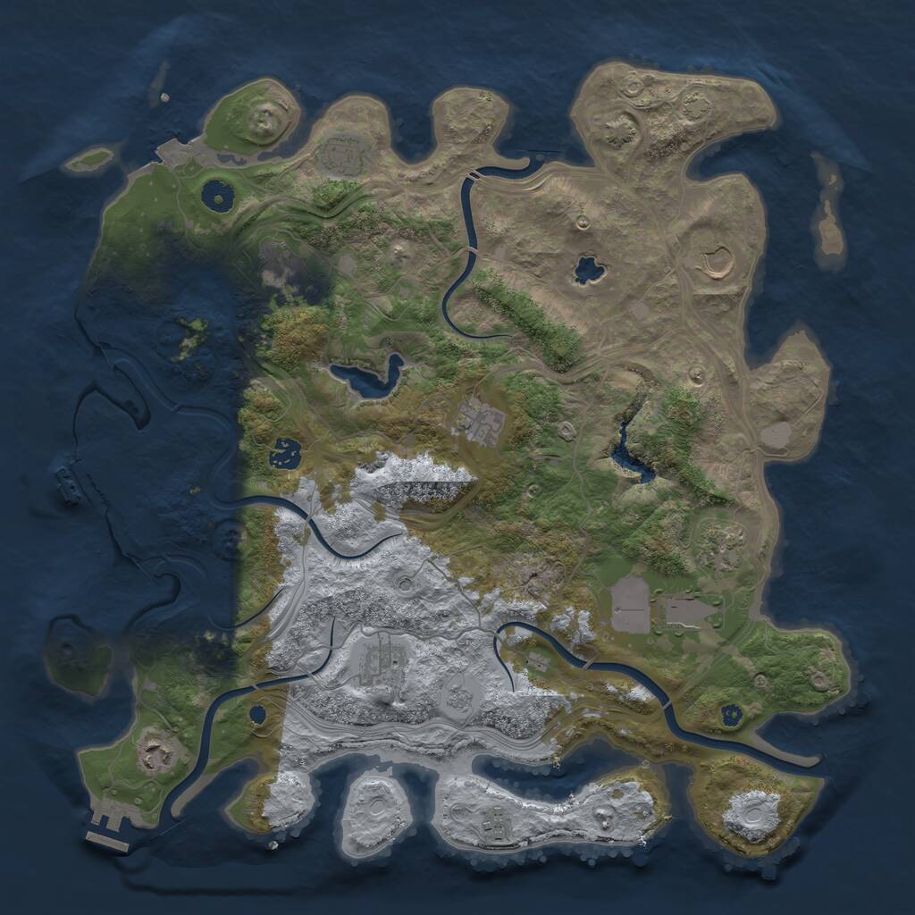 Rust Map: Procedural Map, Size: 4250, Seed: 483573, 16 Monuments