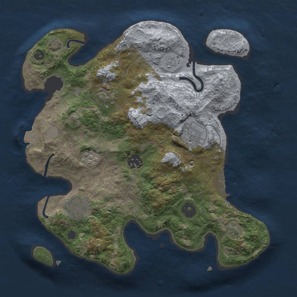 Rust Map: Procedural Map, Size: 3000, Seed: 455246345, 11 Monuments