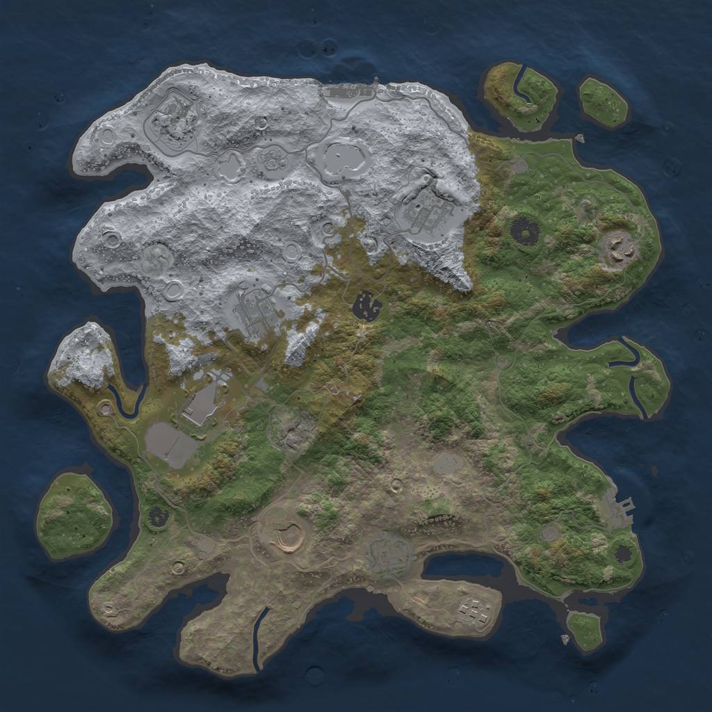 Rust Map: Procedural Map, Size: 3700, Seed: 278416, 16 Monuments