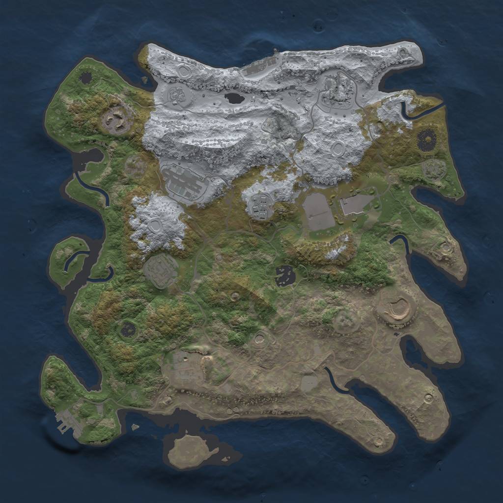 Rust Map: Procedural Map, Size: 3500, Seed: 110676, 17 Monuments