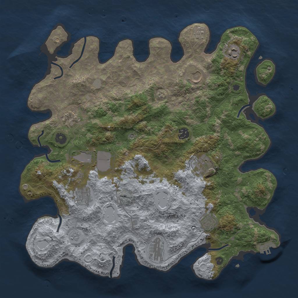 Rust Map: Procedural Map, Size: 3900, Seed: 205497, 18 Monuments