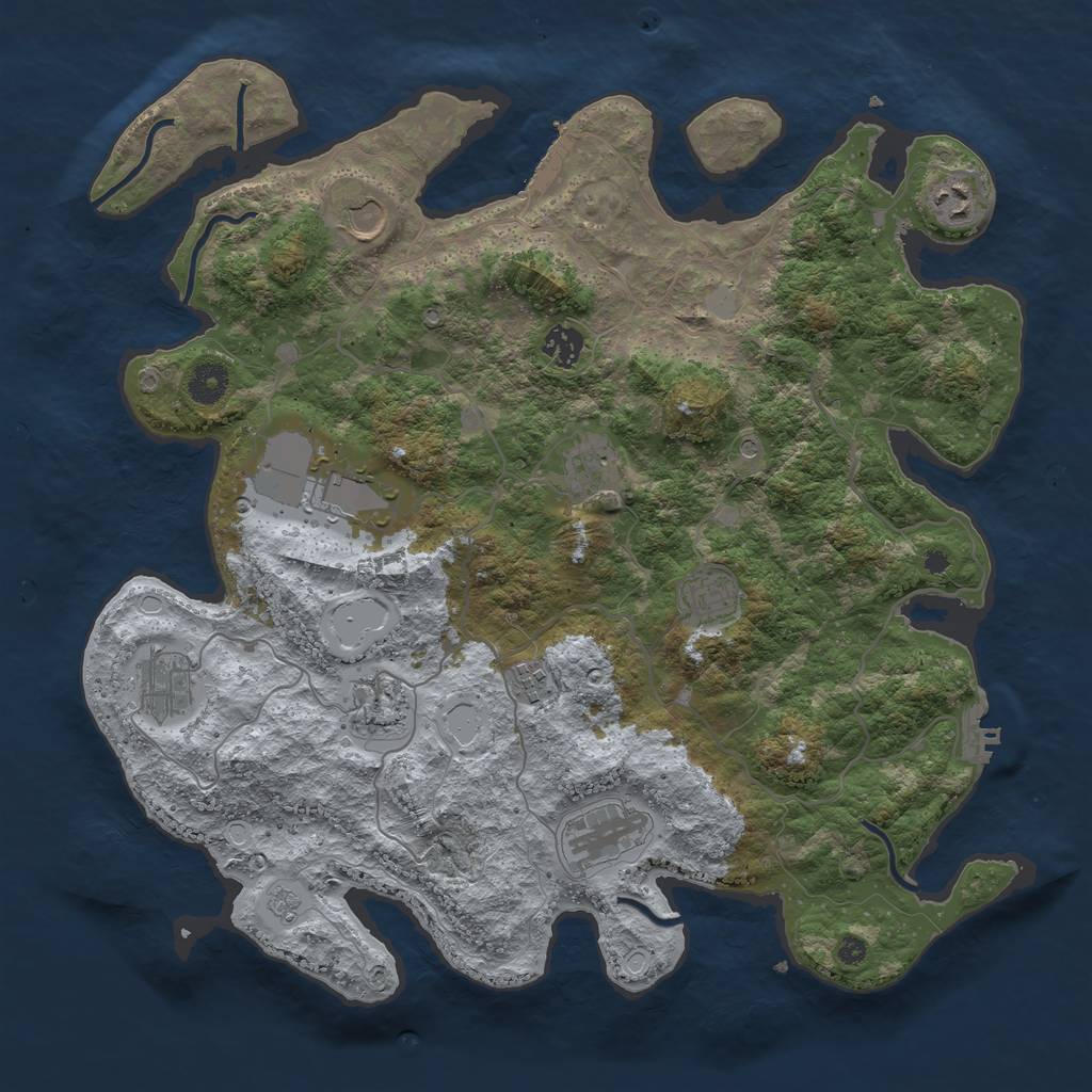 Rust Map: Procedural Map, Size: 4000, Seed: 520131452, 19 Monuments