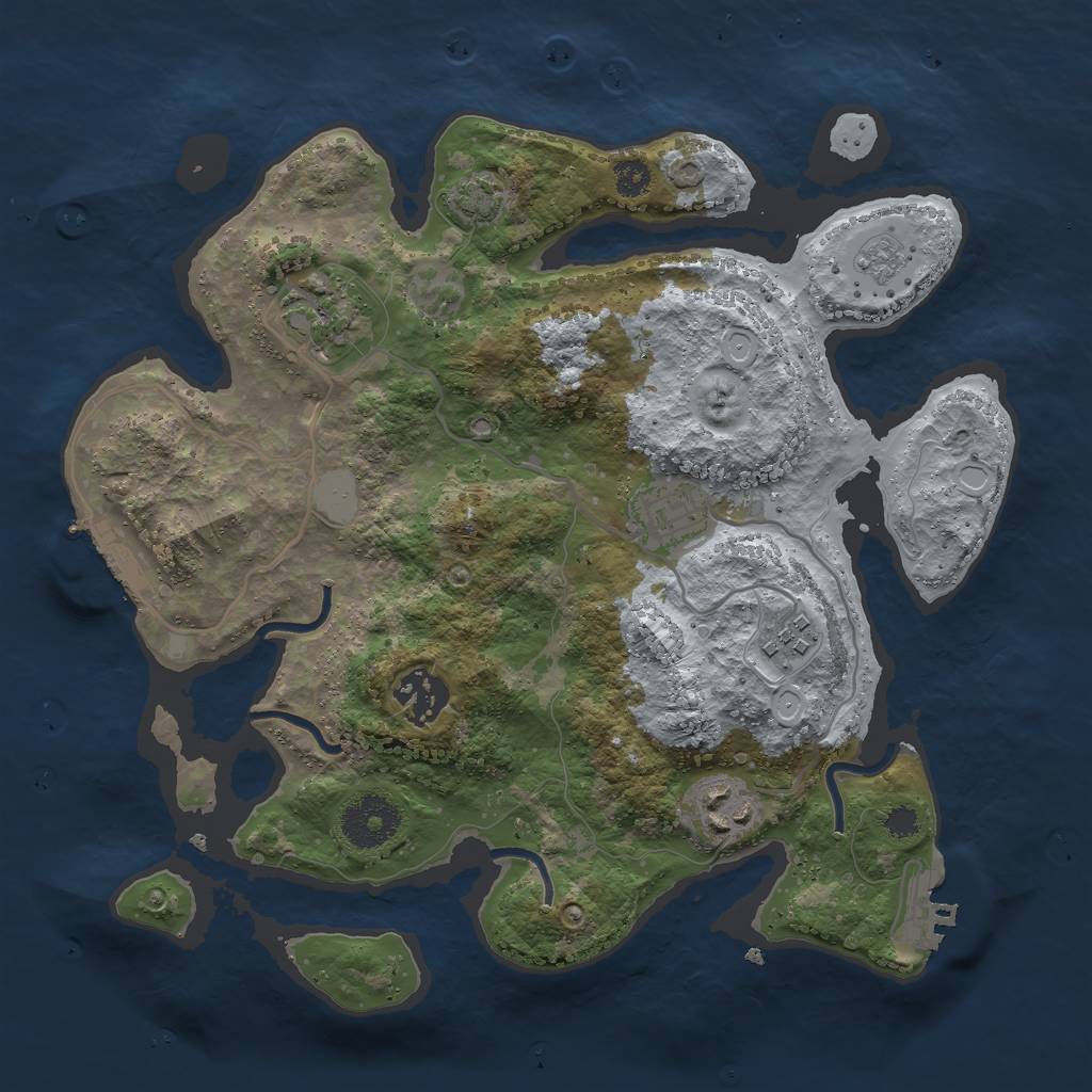 Rust Map: Procedural Map, Size: 3000, Seed: 26333, 12 Monuments
