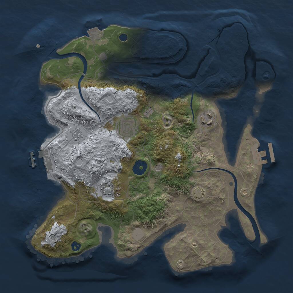 Rust Map: Procedural Map, Size: 3000, Seed: 1673975053, 9 Monuments