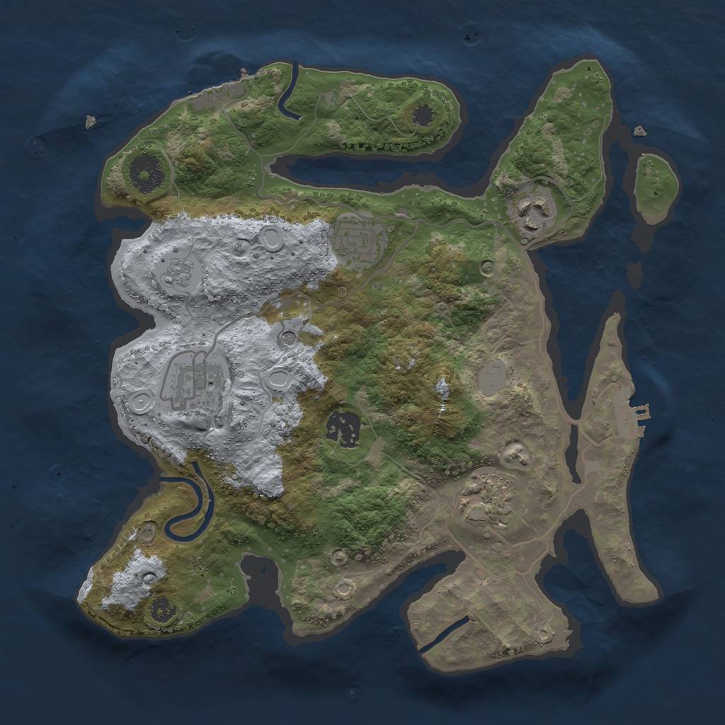 Rust Map: Procedural Map, Size: 3000, Seed: 1673975053, 12 Monuments