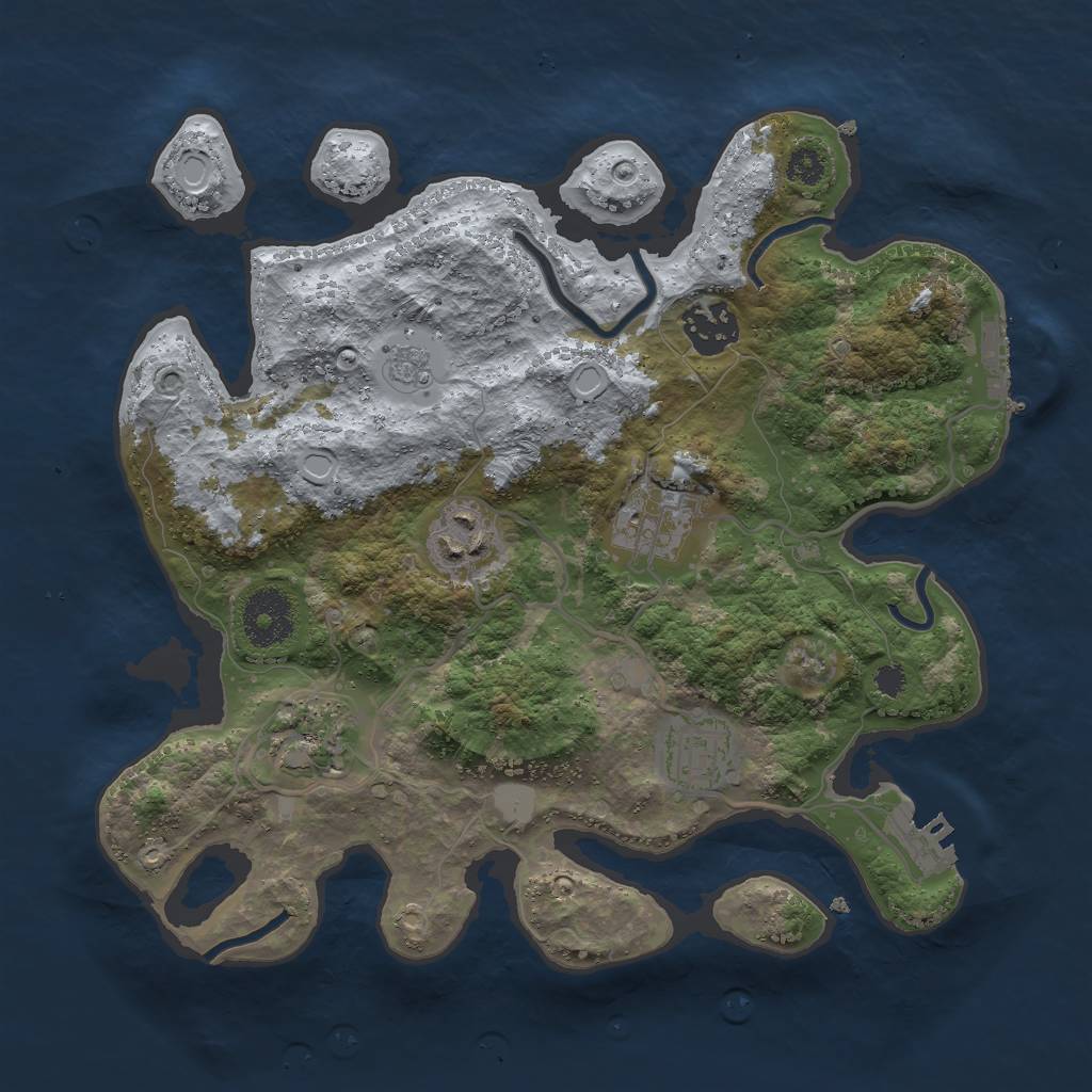 Rust Map: Procedural Map, Size: 3000, Seed: 1745532908, 13 Monuments