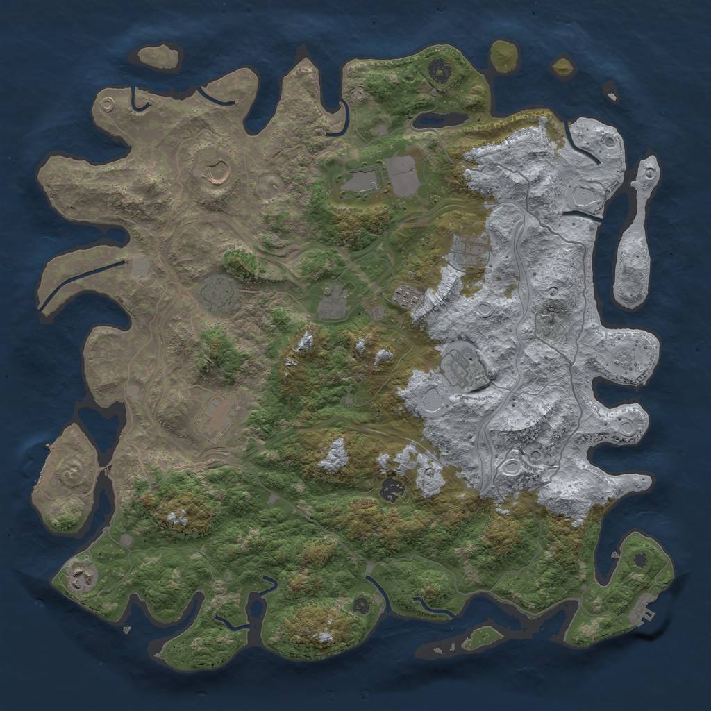 Rust Map: Procedural Map, Size: 4500, Seed: 1418195380, 19 Monuments