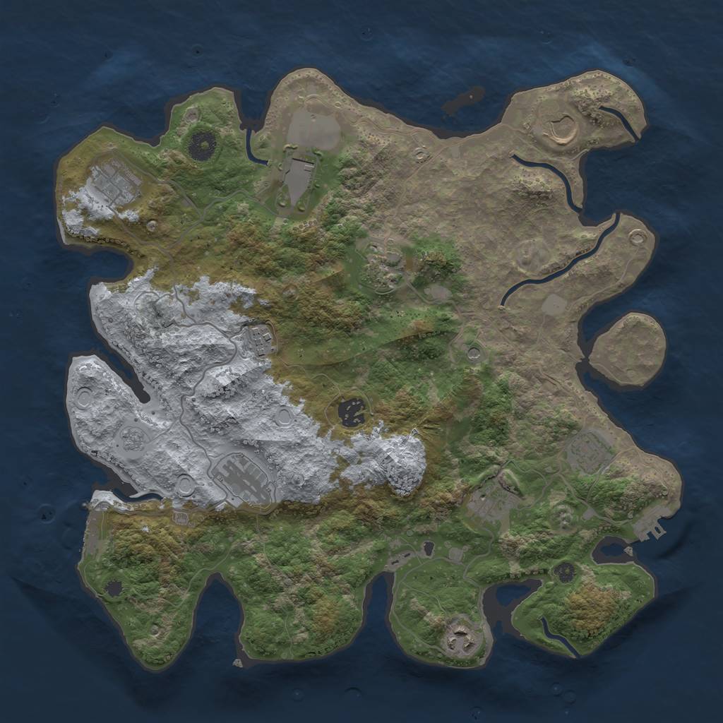 Rust Map: Procedural Map, Size: 3750, Seed: 2043381095, 19 Monuments