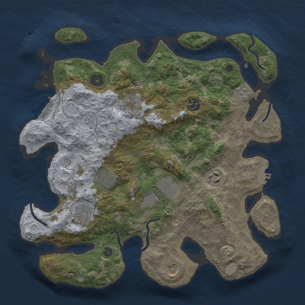 Rust Map: Procedural Map, Size: 3500, Seed: 1930008761, 15 Monuments