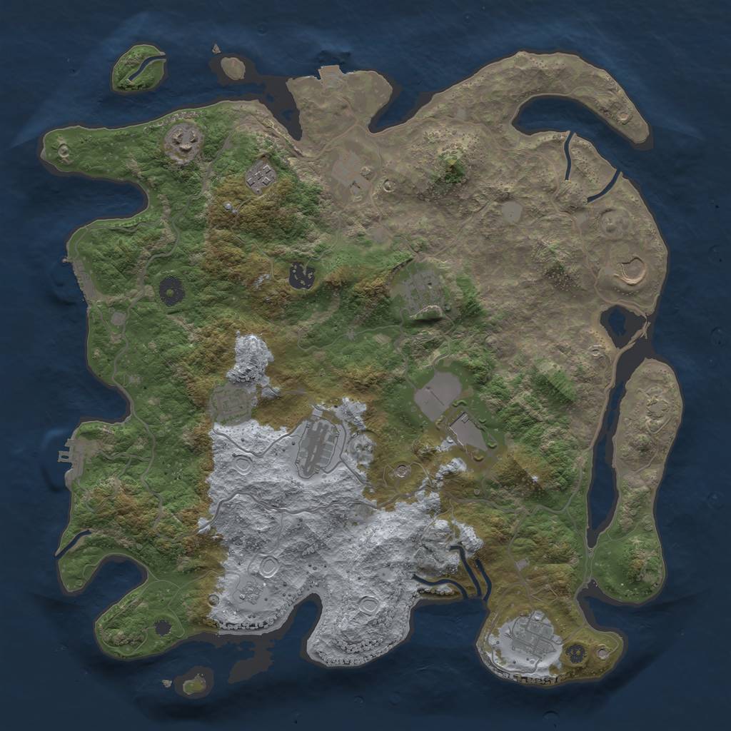 Rust Map: Procedural Map, Size: 4000, Seed: 1887528487, 18 Monuments