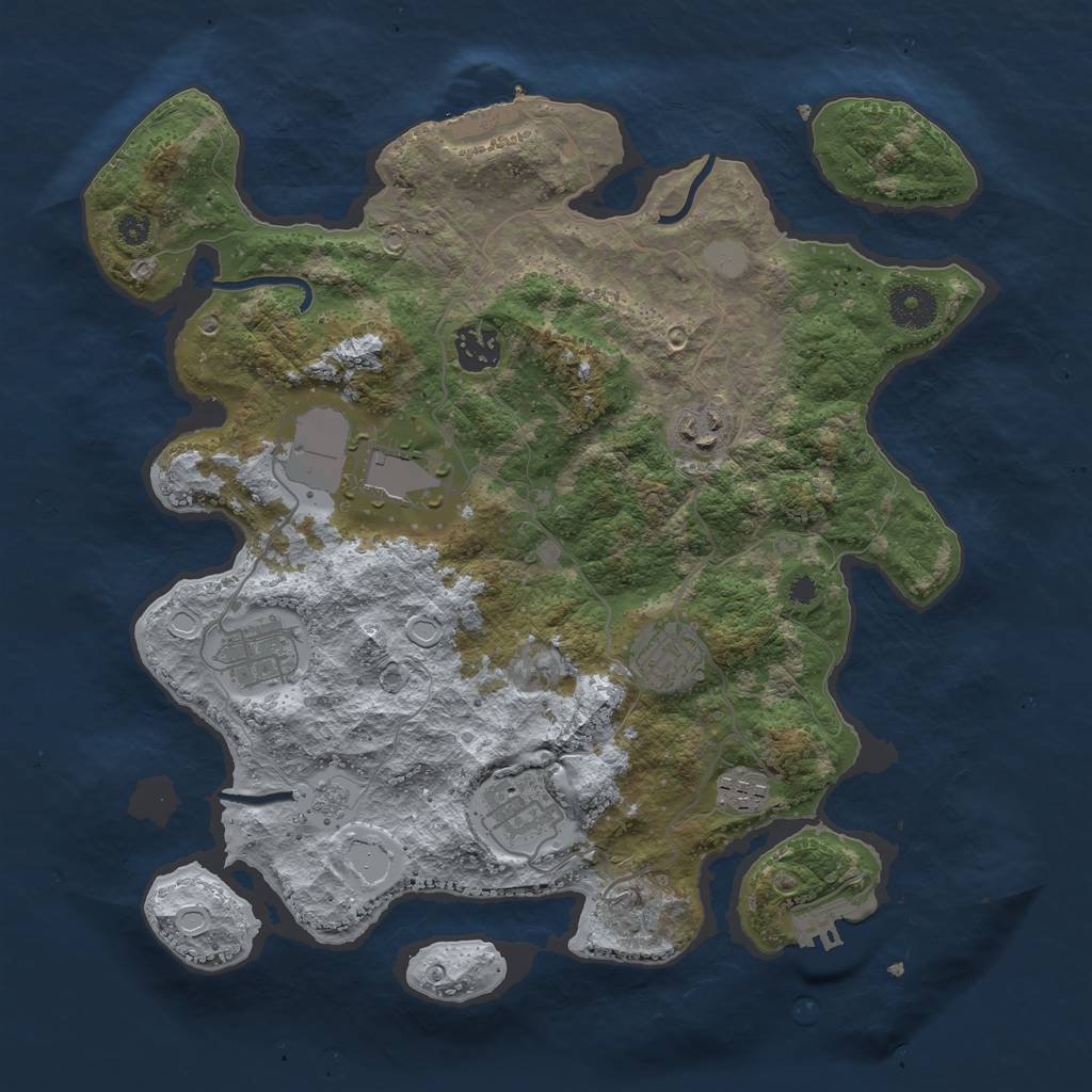 Rust Map: Procedural Map, Size: 3500, Seed: 53989354, 13 Monuments