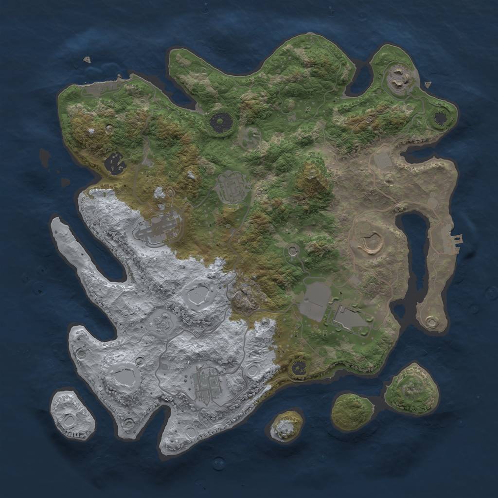 Rust Map: Procedural Map, Size: 3500, Seed: 16782943, 14 Monuments