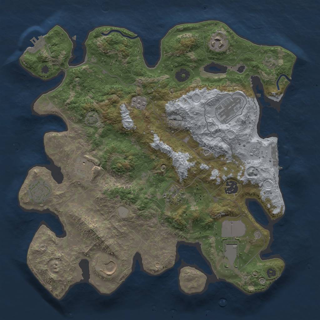 Rust Map: Procedural Map, Size: 3500, Seed: 1441861715, 17 Monuments