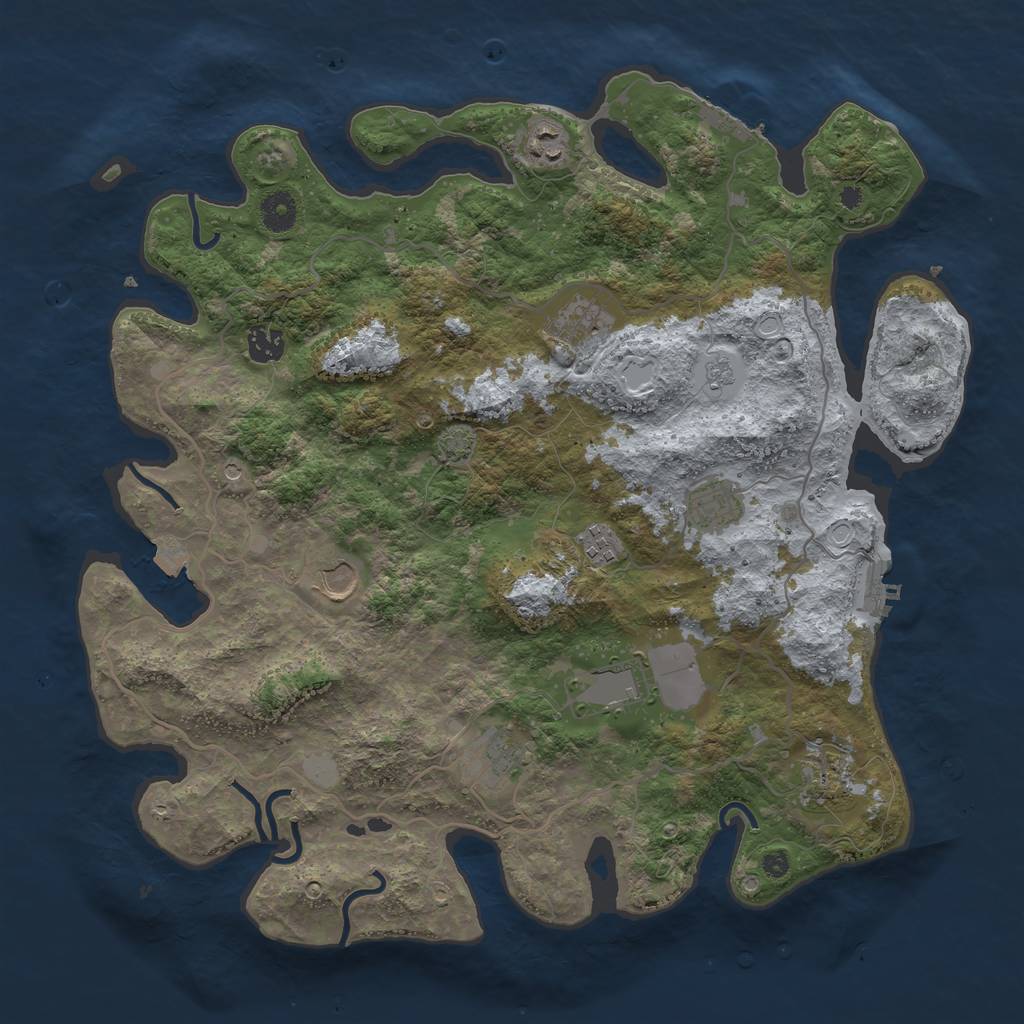 Rust Map: Procedural Map, Size: 4000, Seed: 59201289, 17 Monuments