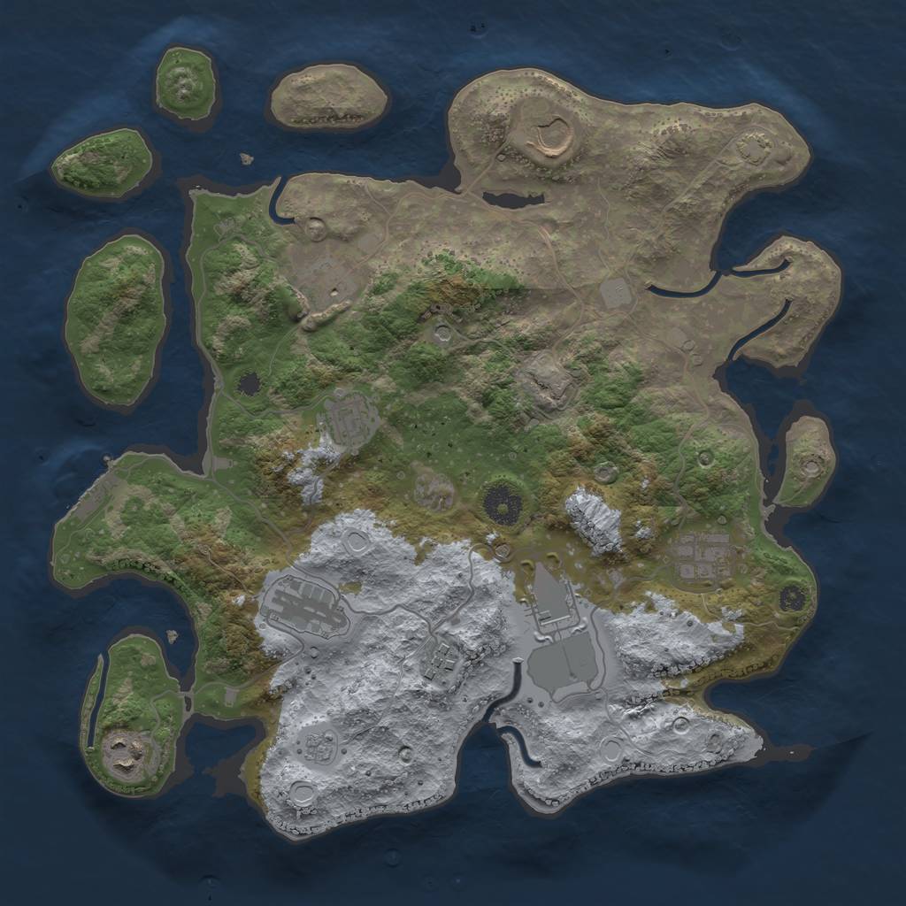 Rust Map: Procedural Map, Size: 3500, Seed: 63516572, 15 Monuments