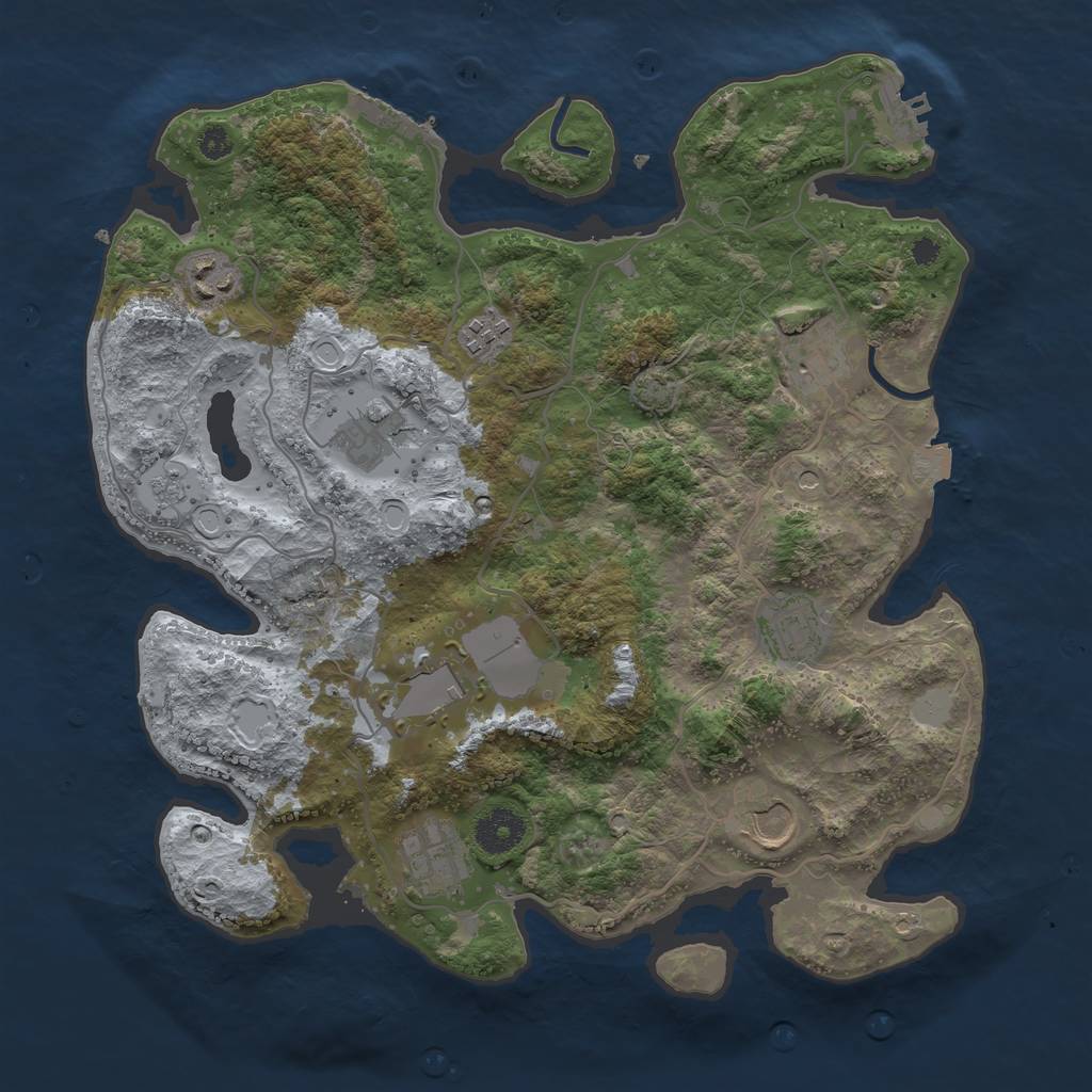 Rust Map: Procedural Map, Size: 3500, Seed: 29317618, 16 Monuments