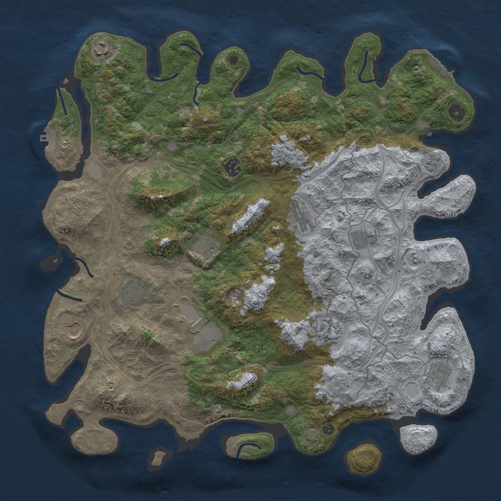 Rust Map: Procedural Map, Size: 4500, Seed: 203442673, 19 Monuments