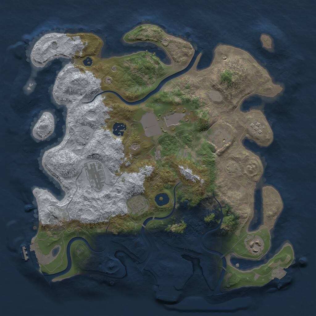 Rust Map: Procedural Map, Size: 3500, Seed: 3059, 13 Monuments