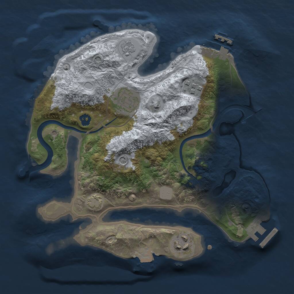 Rust Map: Procedural Map, Size: 2500, Seed: 504383, 9 Monuments