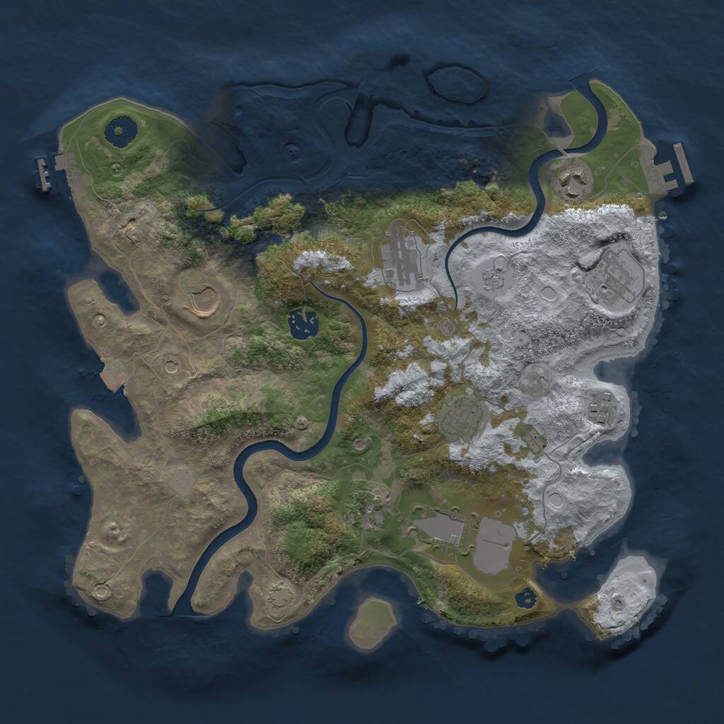 Rust Map: Procedural Map, Size: 3500, Seed: 1460265256, 15 Monuments