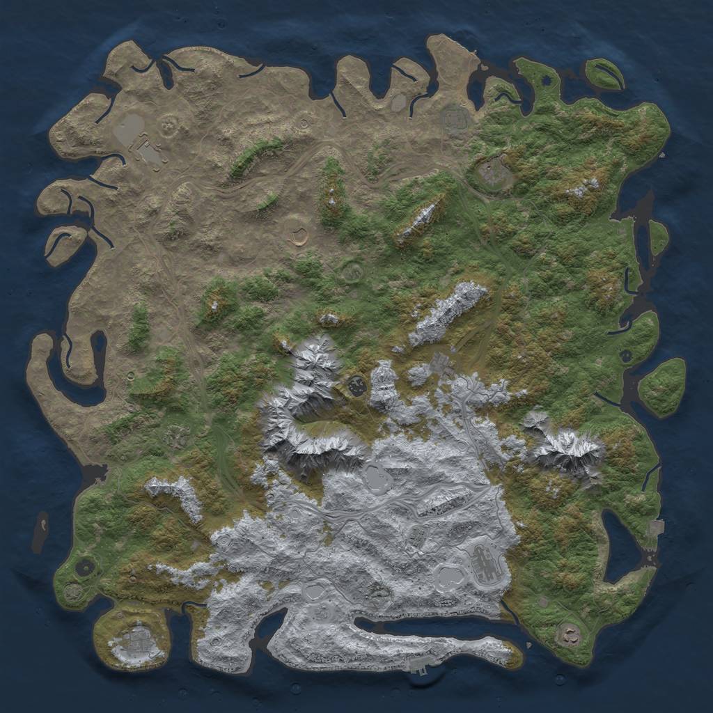 Rust Map: Procedural Map, Size: 6000, Seed: 1443783944, 19 Monuments
