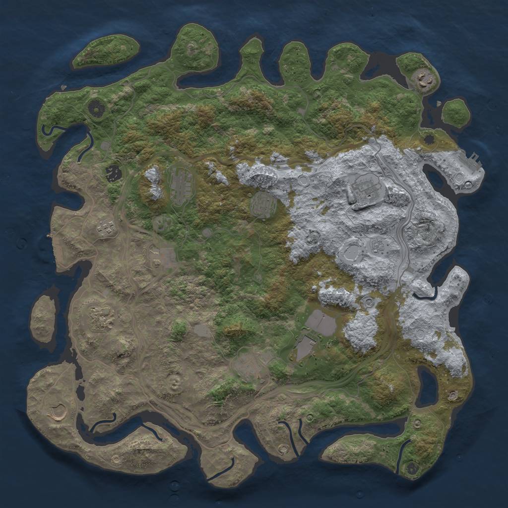 Rust Map: Procedural Map, Size: 4500, Seed: 1561327124, 20 Monuments