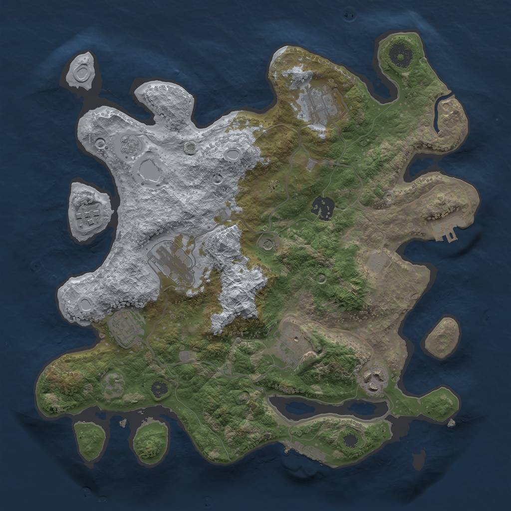 Rust Map: Procedural Map, Size: 3250, Seed: 339487694, 14 Monuments