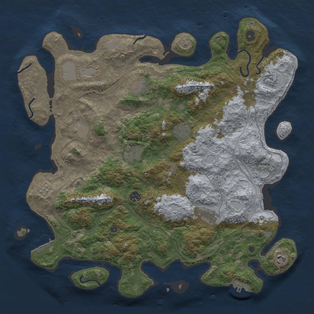 Rust Map: Procedural Map, Size: 4500, Seed: 340785, 17 Monuments