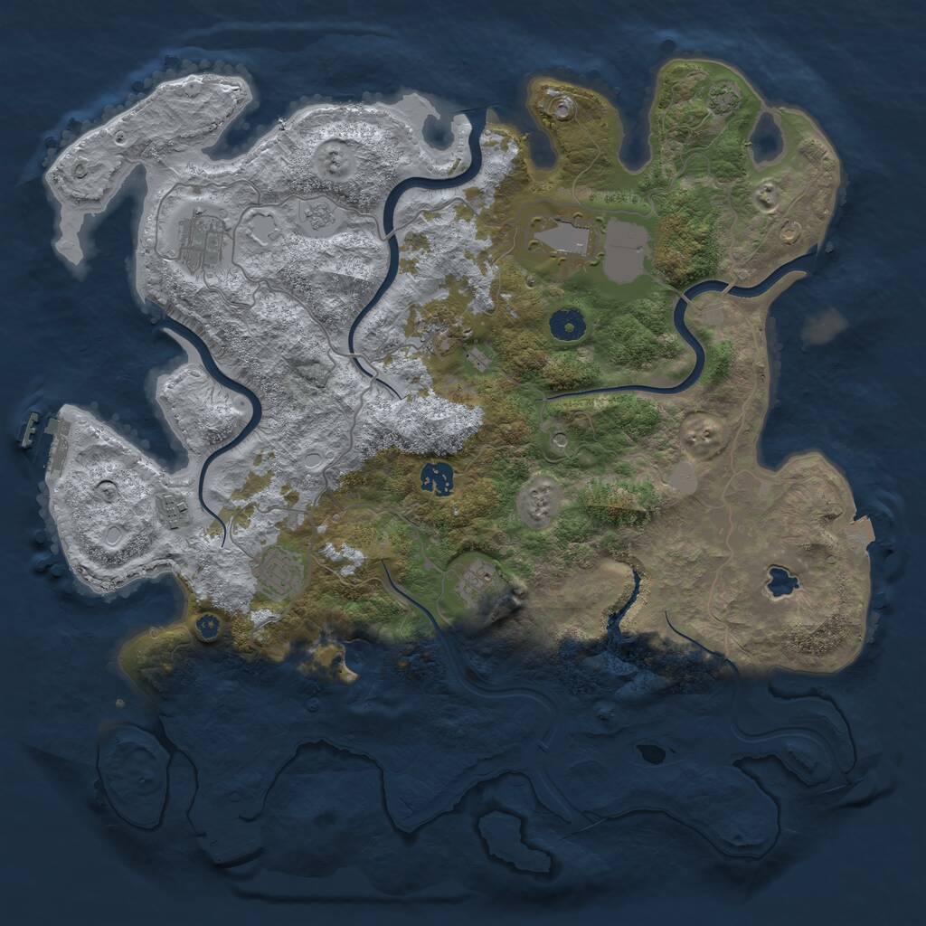 Rust Map: Procedural Map, Size: 4050, Seed: 1283365172, 13 Monuments