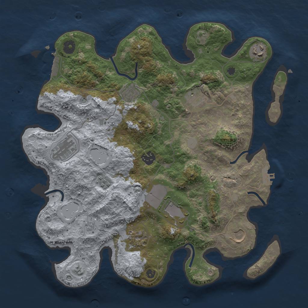 Rust Map: Procedural Map, Size: 3500, Seed: 79130279, 16 Monuments