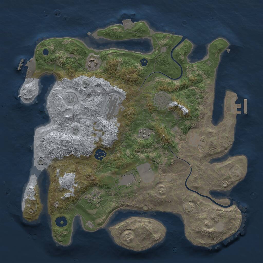 Rust Map: Procedural Map, Size: 3500, Seed: 35848481, 14 Monuments