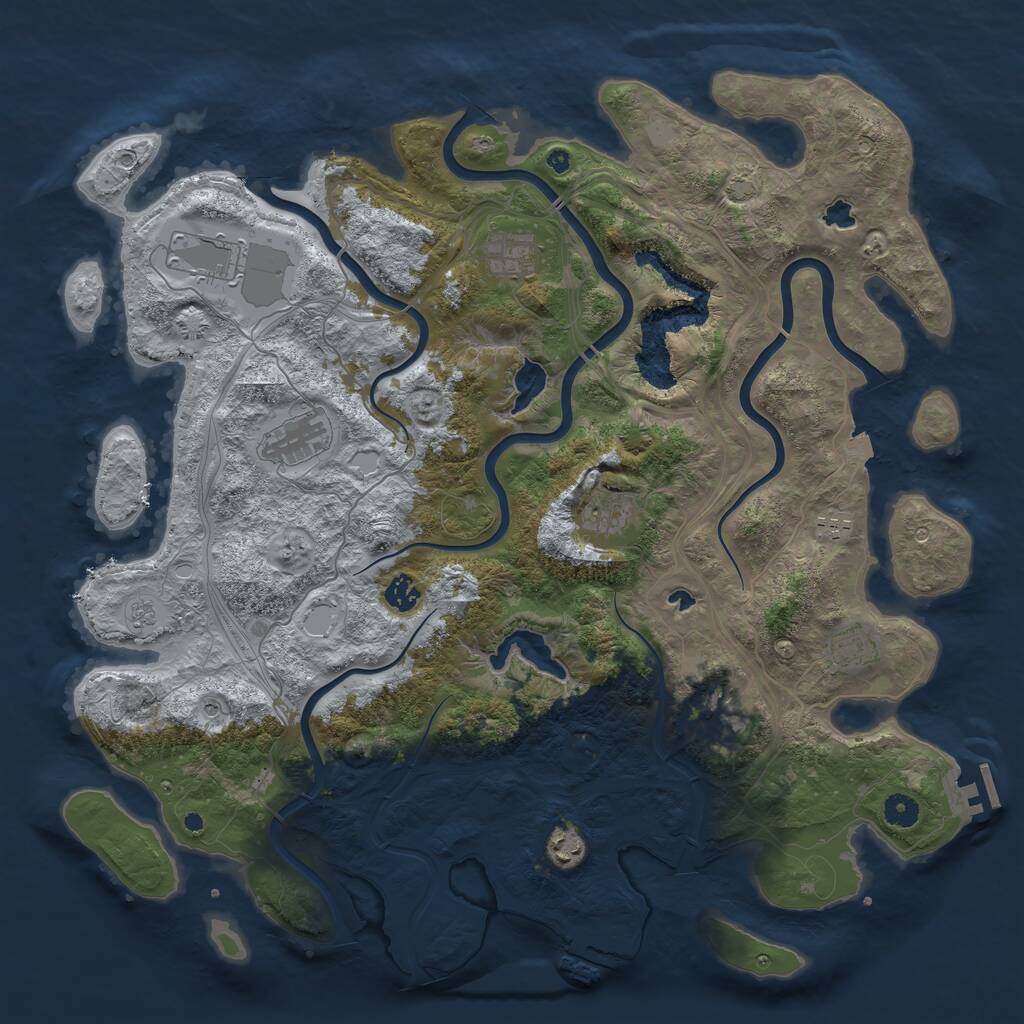 Rust Map: Procedural Map, Size: 4500, Seed: 1064086069, 15 Monuments