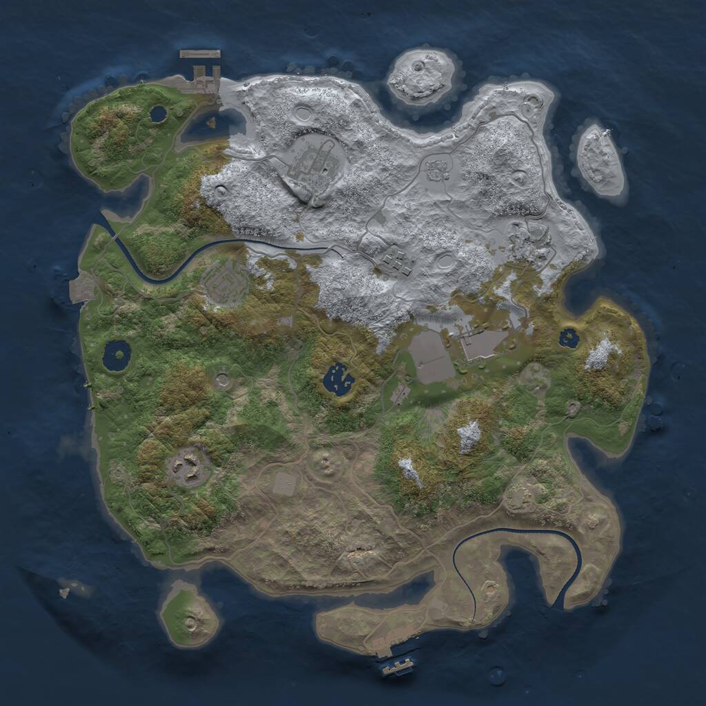 Rust Map: Procedural Map, Size: 3500, Seed: 951366320, 13 Monuments