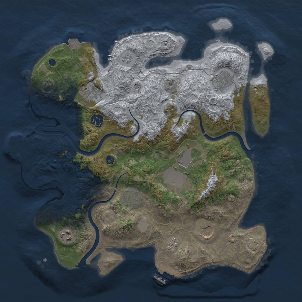 Rust Map: Procedural Map, Size: 3500, Seed: 1987959107, 14 Monuments