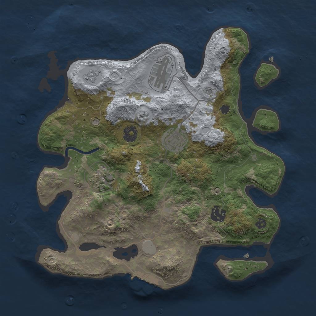 Rust Map: Procedural Map, Size: 3000, Seed: 2264206, 10 Monuments